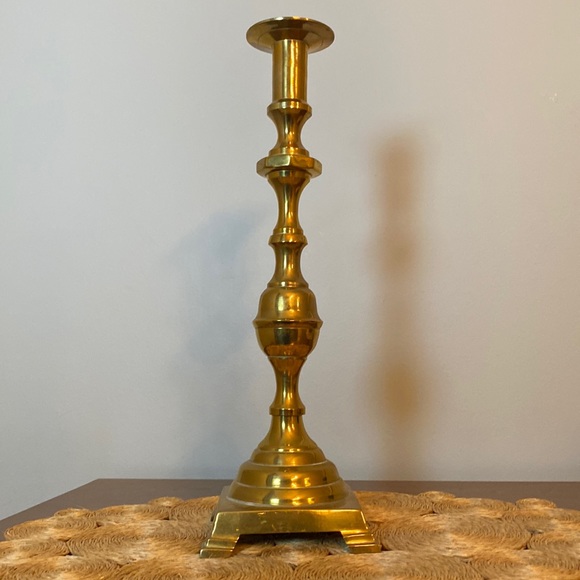 Vintage Giant Brass Candle Stick Holder 16" Tall